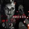 creatingalegacy: Amanda holding the edge of a knife to her lips in a "be quiet" gesture. (knife to lips)
