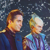 muccamukk: Jeff and Delenn sitting quietly together, background of starcharts. (B5: Constellations)