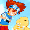 encourageous: (winking with Agumon)