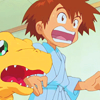 encourageous: (hot spring - shock with agumon)