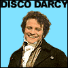 flourish: Darcy appearing to dance on a flashy blinky background, captioned "Disco Darcy" (AoS disco darcy)