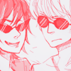 somethinglawful: terezi laughing while dave wears a more neutral expression (pupa pals 4 lyfe)