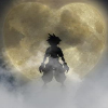 kareila: Sora outlined in silhouette against a heart shaped moon (kh2)
