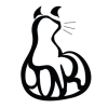 silvrguillotine: Black-and-white stylized cat with the difficult-to-read word "Ink" making up the tail. (ink.:.tail)