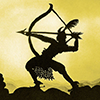 theladyscribe: still image from The Adventures of Prince Achmed; archer aiming in profile (shot to the heart)