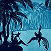 theladyscribe: still image from The Adventures of Prince Achmed; a faerie queen taking a bath in the river with servants nearby (queen of the faerie realm)