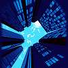 salamandroid: A very blue picture of the viewpoint of somebody looking up at a bunch of skyscrapers. (Default)