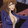 doubleppk: Fujiko in a blue leather catsuit, mostly unzipped (blue jacket)