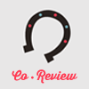 helloladies: Gray icon with a horseshoe open side facing down with pink text underneath that says Co-Review (co-review)