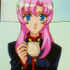 andtherevolution: Utena holding a teacup, looking surprised (!)