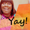 sixbeforelunch: donna from parks and rec, text reads "yay!" (parks and rec - donna - yay)