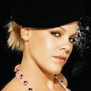 bookblather: A picture of Pink in a pink shirt and black beret. (in the heart: danny)