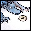 kistaro: A dragon stalks a wild donut. It is unclear who will survive the encounter, if anybody. (donut)