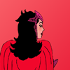 rudmich: Photo of Scarlet Witch as she appears in her latest solo comic run. She is facing away, in tones of red. (wandaicon1)