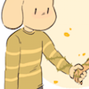 justletmewin: 90% chance it's Chara (hell, it IS Chara in the original pic) (Your hand in mine)
