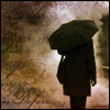 northern: black silhouette of a person with an umbrella over their head (dark in the rain)