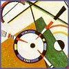 konsectatrix: Detail of a colorful Expressionist piece by Wassily Wassilyevich Kandinsky that is full of biscected circles and lines. (Because Kandinsky)