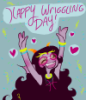 daeseage: feferi (from Homestuck) shouting "Happy Wriggling Day!" (happy wriggling day!)