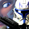senmut: Fulcrum in background of TCW Captain Rex in Armor (Star Wars: Fulcrum and Jaig Eyes)