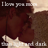 sathari: Anakin and Padme's wedding kiss with the caption "I love you more than light and dark" (Balance of the Force- Anakin/Padme)