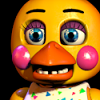 manglefox: Closeup of Chica's face in 3/4 view, black background and bright lighting. (Chica)