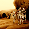 anaraine: Clone Troopers Jek and Rys assisting an injured Lieutenant Thire to safety. ([star wars] he's not heavy)