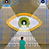 moem: Person being watched by large eyes (cybersecurity)