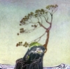 chanderclear: A tree standing alone on a little hill amidst the waves (Default)