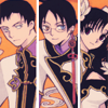 grassangel: Doumeki, Watanuki and Himawari from xxxHOLiC, in three panels (OT3)