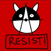 ironed_orchid: A Symbol of a Raccoon Face and the Anarchist A with word "Resist!" underneath (Raccoon Resistance)