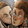 originallutece: your fav could never (flirt; stealing a kiss through universes)