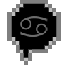 crabbycustomer: a floating chat bubble that shows the Cancer symbol/Karkat's sign (DEVICE)