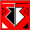 comic: An upside down arrow with dual colors on a red background with various details. (Default)