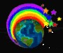 fullygoldy: globe wrapped in a rainbow (Rainbow Earth)
