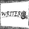 talibusorabat: A drawing of an overflowing trashcan "WRITER" (Writing: Writer)