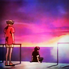 turlough: two people looking at the sun setting over the sea, Howard & Duo from 'Gundam Wing' ((gw) savor every moment of this)