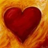 thnidu: warm red heart on orange streaked background (heart)