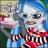 impy: Ghoulia Yelps ready to destroy everything with the text 'Die Now.' (MH: die now)