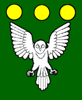 sporky_rat: Vert, an owl displayed argent and in chief three bezants. (me!!!!)