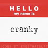 supertights: Image of a Hello sticker saying Cranky is the name (Cranky)