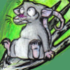 marko_the_rat: Nervous rat on a fork (dinner)