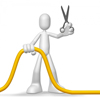 cordcutters: Faceless cartoon person holding scissors above cord (Default)