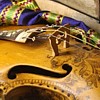 ysilme: Close-up of a Hardanger fiddle, showing its f-hole and bridge. (Music)