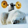 vampwillow: pengiun, cymbals, sleeping polar bear. whups! (cymbals)