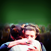 st_aurafina: Leia and Rey from TFA hugging, green background (Star Wars: Leia Rey Hug)
