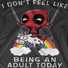 lilly_c: Deadpool riding a unicorn over a rainbow I don't feel like being an adult today (Deadpool - being a adult)
