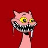 auto_destruct: a pepto-bismal-colored cat grinning eagerly and with many sharp teeth (motivational face)