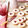 mergatrude: shortbread cookies with heart jam centres - love is cookies (love cookies)