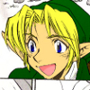 timezone: Link from the Zelda Series Ocarina of Time manga giving a huge open-mouthed smile (Manga Set: big smile)