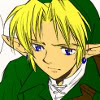 timezone: Link from the Zelda Series Ocarina of Time manga with a soft, almost sad smile (Manga Set: calm happiness)